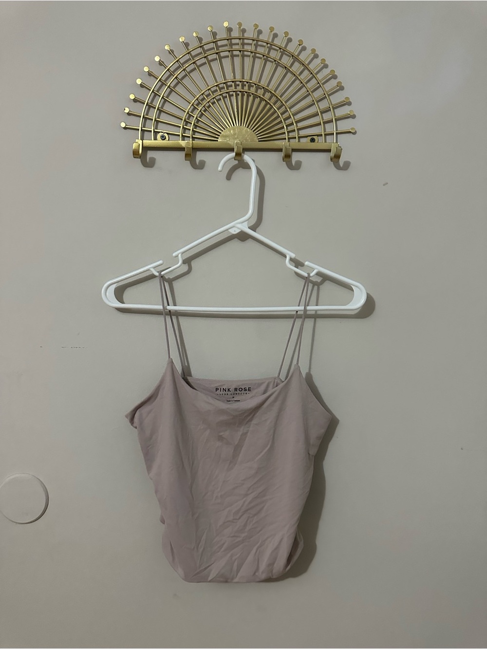 Pink Rose Women's Beige Spaghetti Strap Seamless Cami Top